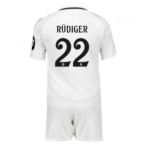 Fotballdrakt Barn Real Madrid Antonio Rudiger #22 Hjemmedraktsett 2024-25 Kortermet (+ Korte bukser)